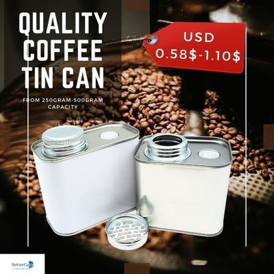9Oz মেটাল কফি বিন টিনের মরিচা প্রতিরোধী স্কয়ার টি টিনের ক্যান