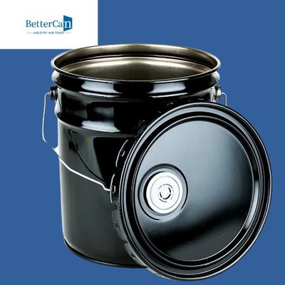ঢাকনা সহ 0.32mm-0.43mm মেটাল পেইন্ট পেল 20l কালো বালতি